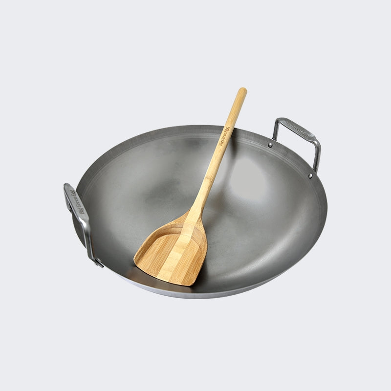 Wok Acier Carbone + Spatule en bambou