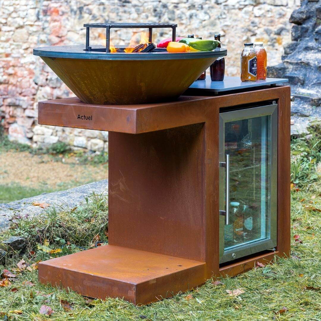 PLANCHA-BRASERO-BARBECUE : MODULEO AVEC FRIGO EXTÉRIEUR