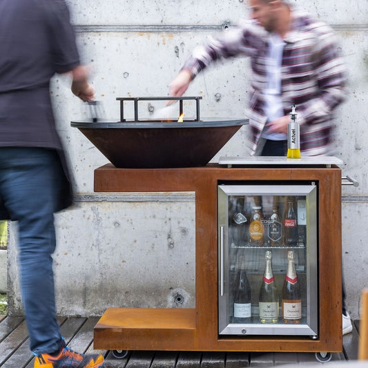 PLANCHA-BRASERO-BARBECUE : MODULEO AVEC FRIGO EXTÉRIEUR