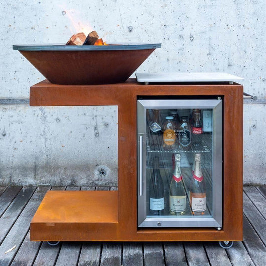 PLANCHA-BRASERO-BARBECUE : MODULEO AVEC FRIGO EXTÉRIEUR