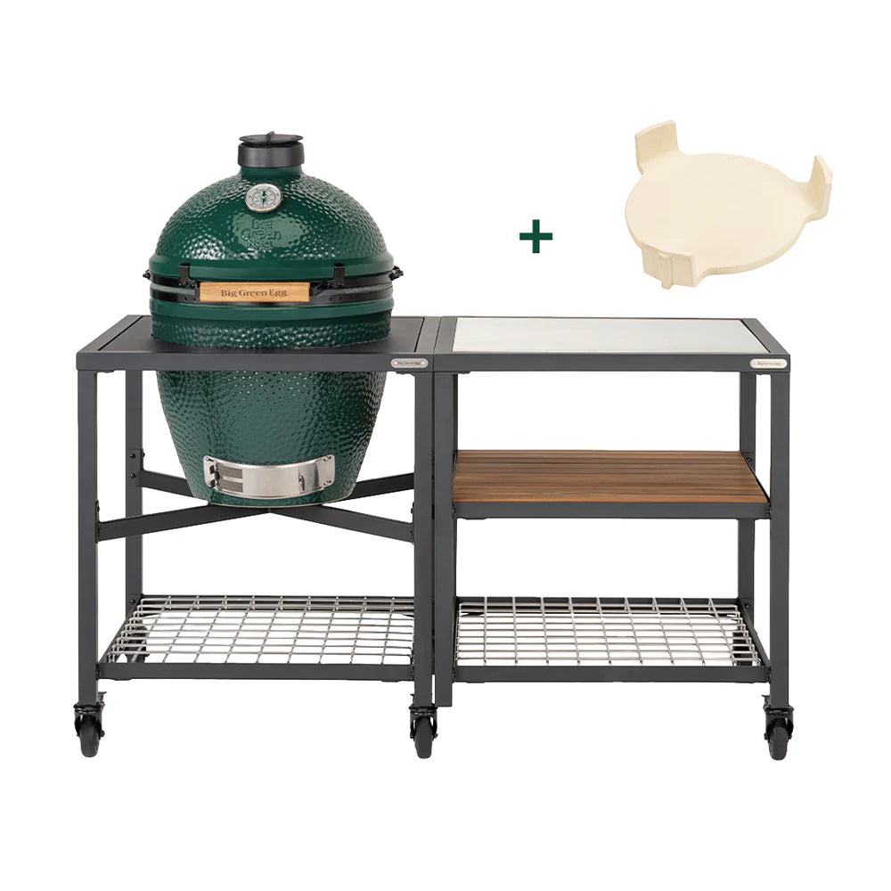Promotion Edition spéciale ! Big Green Egg Pack LARGE - Table modulaire + Meuble extension